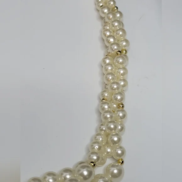 Vintage Faux Pearl Necklace, Gold YSL Zipper Pull - Picture 5 of 5